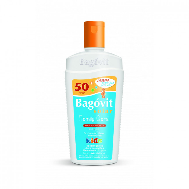 Bagovit protector solar niños emulsión liviana factor 50, formulada para niños a partir de los 12...