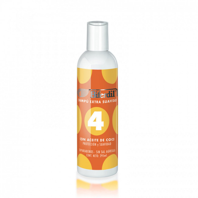 Biferdil shampoo 4 con aceite de coco x 295 ml.