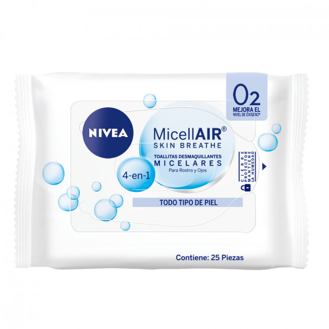 Nivea toallitas demaquillante micelar 4 en 1 x 25 unidades.