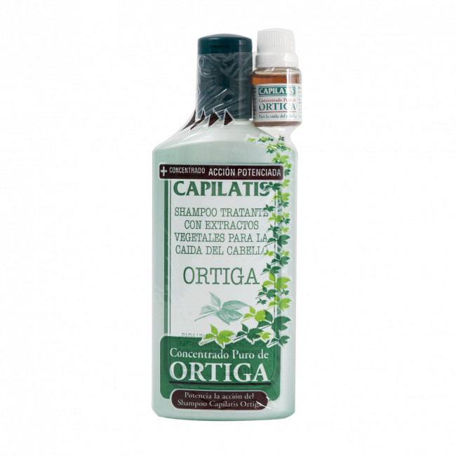Capilatis shampoo de ortiga x 420 ml + concentrado de ortiga x 10 ml de regalo.