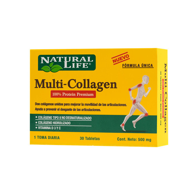 Natural life multi-collagen suplemento dietario para huesos y articulaciones x 30 cápsulas.