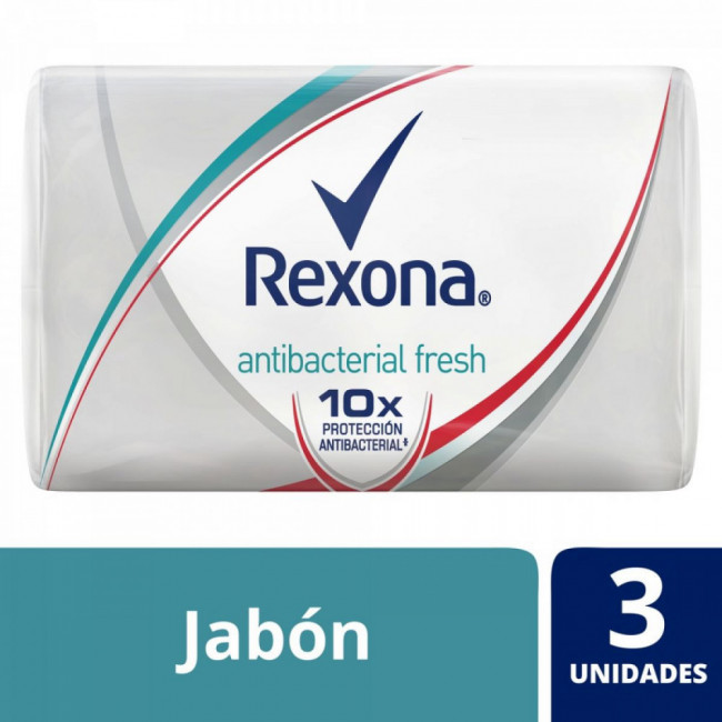 Rexona jabón antibacterial fresh 3 unidades x 90 grs.