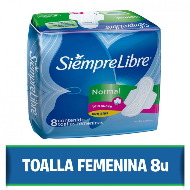 Siempre libre protección femenina normal suave con alas x 8 unidades.