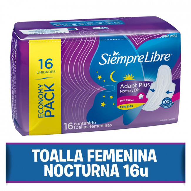 Siempre libre nocturnas protección femenina toallitas suaves  x 16 unidades.