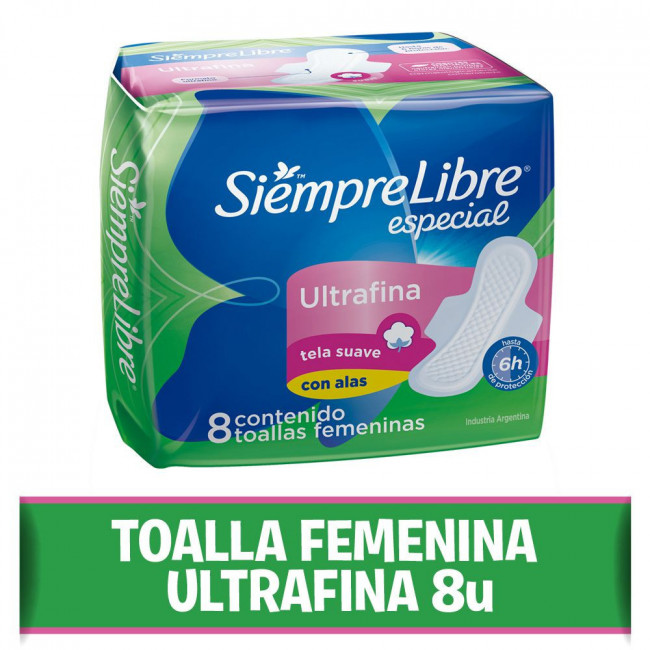 Siempre libre especial ultra finas suaves con alas x 8 unidades.