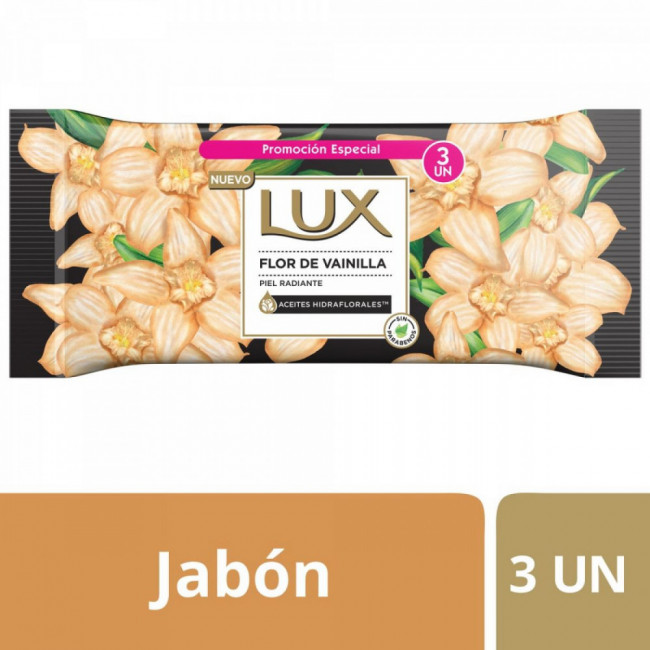 Lux jabón flor vainilla x 3 unidades de 124 grs.