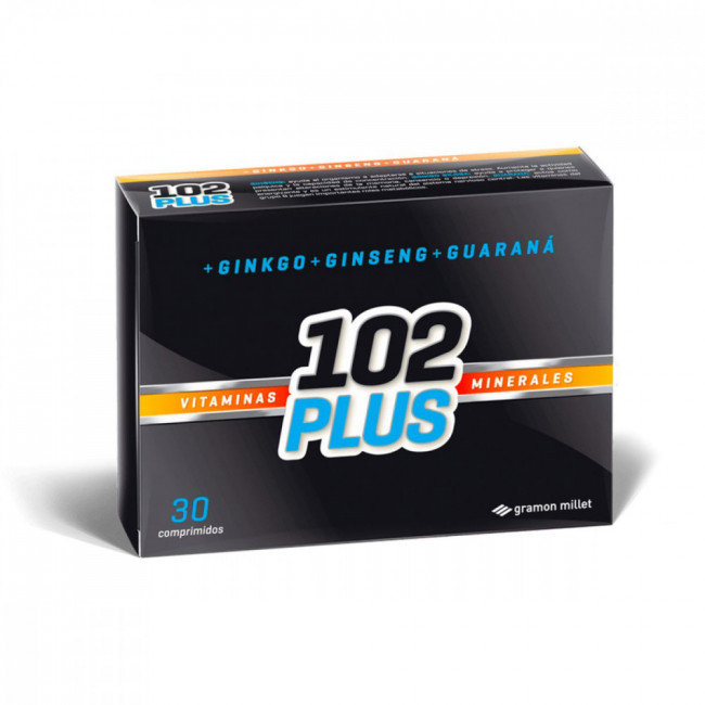102 plus suplemento vitamínico con ginseng, guaraná y ginkgo x 30 comprimidos.