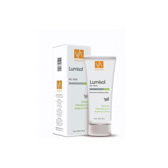 Valuge lumisol gel seda siliconado para el cuidado y protección de la piel x 30 grs.