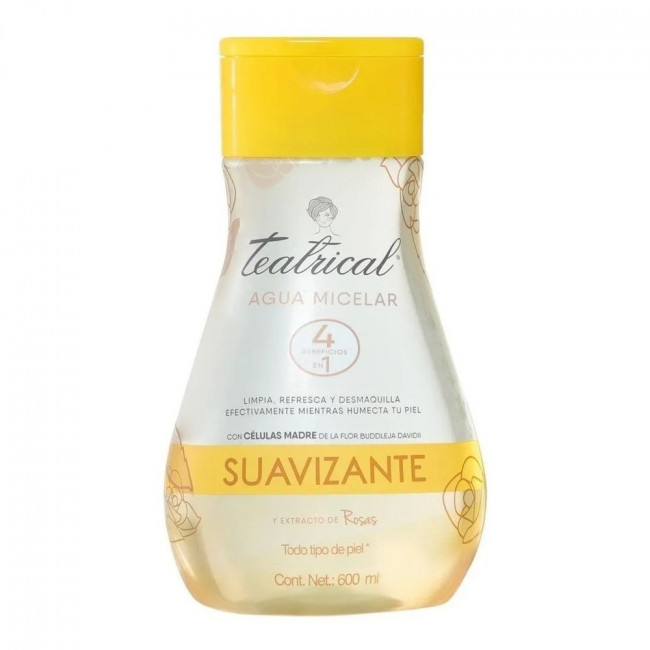 Teatrical agua micelar de limpieza facial suavizante x 600 ml.