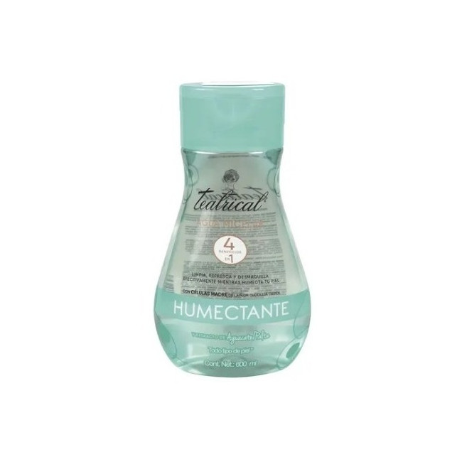 Teatrical agua micelar de limpieza facial humectante x 600 ml.