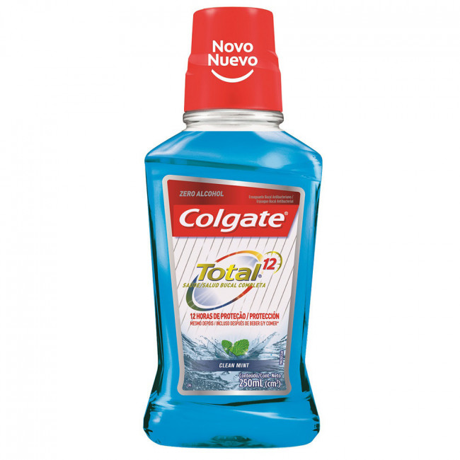 Colgate enjuague bucal total 12 clean mint x 250 ml.