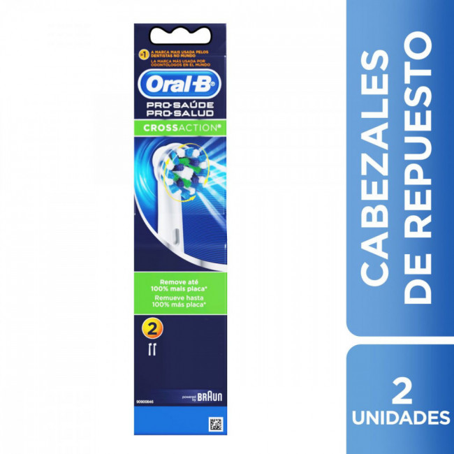 Oral b cepillo dental cabezales de repuesto pro salud x 2 unidades.