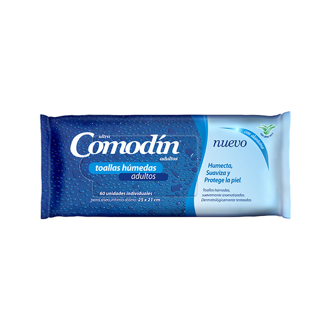 Comodin toallitas húmedas para adultos x 60