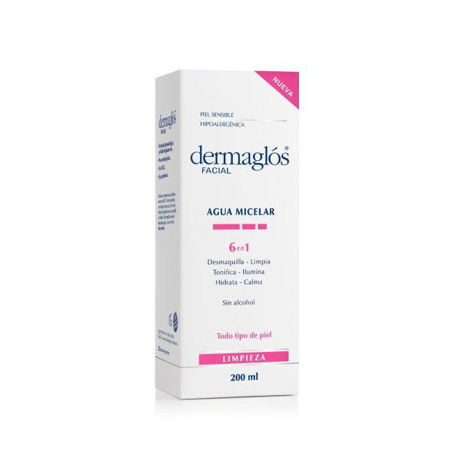 Dermaglos agua micelar, limpieza en un solo paso, desmaquilla, limpia, tonifica, ilumina, hidrata...