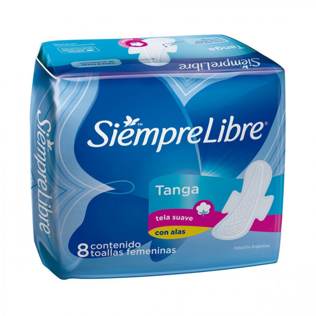 Siempre  libre toallita femenina tanga con alas x 8