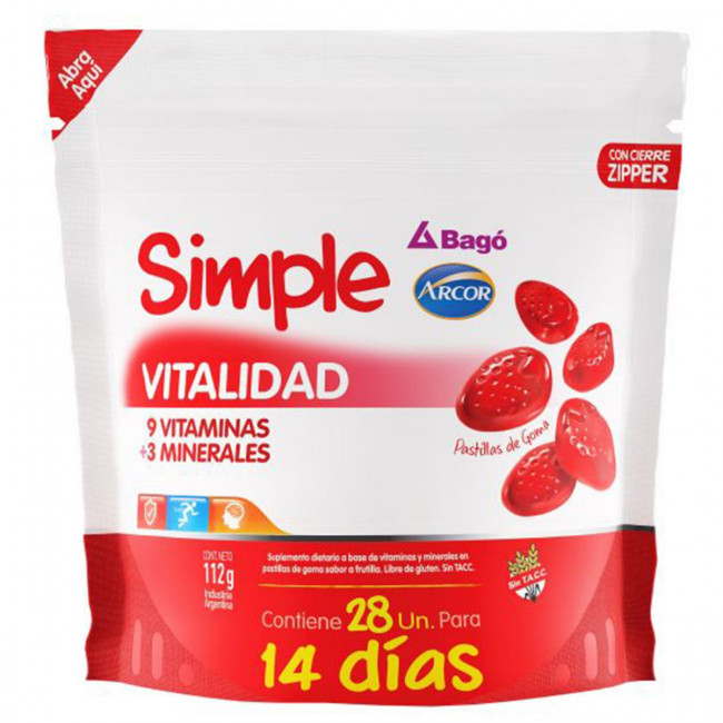 Simple pastillas vitalidad pack x 28 unidades.