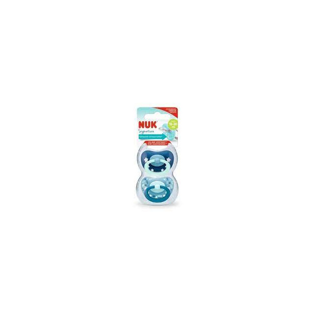 Nuk chupete signature 18-36 meses azul x 2 unidades.